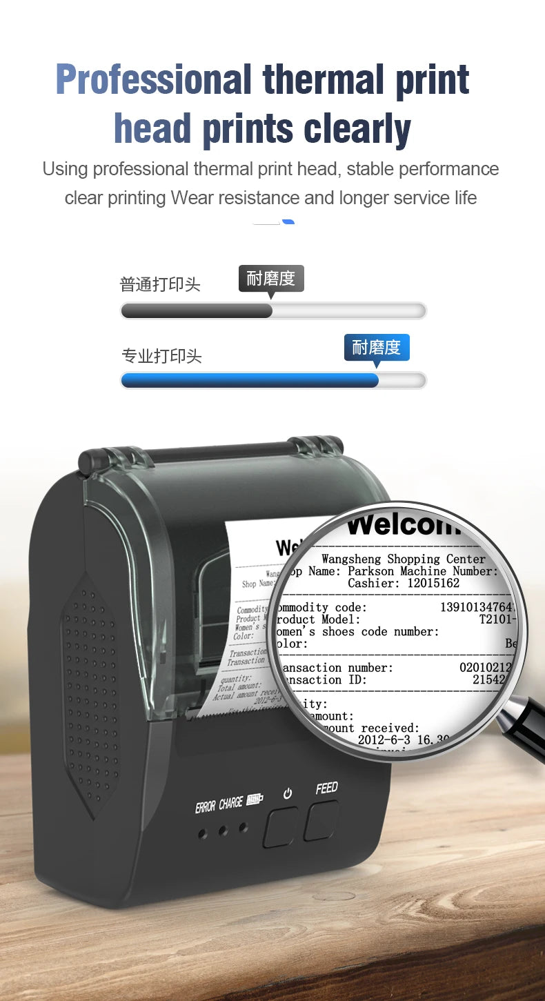 CX58 Portable Mini Handheld Thermal Receipt Printer 58mm Bluetooth Wireless USB for POS Systems