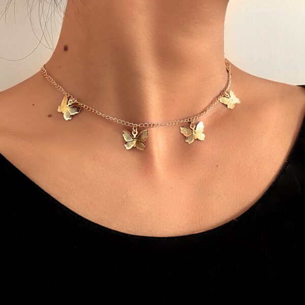 Gold Chain Butterfly Pendant Choker for Women - Image 3